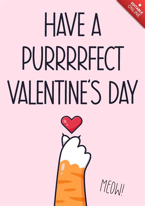 Have A Purrfect Valentine's Day Printable Card Design | Free Design ...