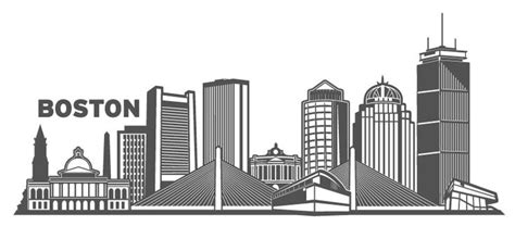 Boston skyline silhouette, City skyline art, Boston skyline tattoo