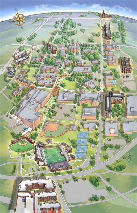 Mercer University Campus Map Illustration