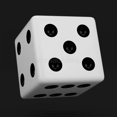 White Dice with Black Dots Hanging in Half Turn Showing Number 5 ...