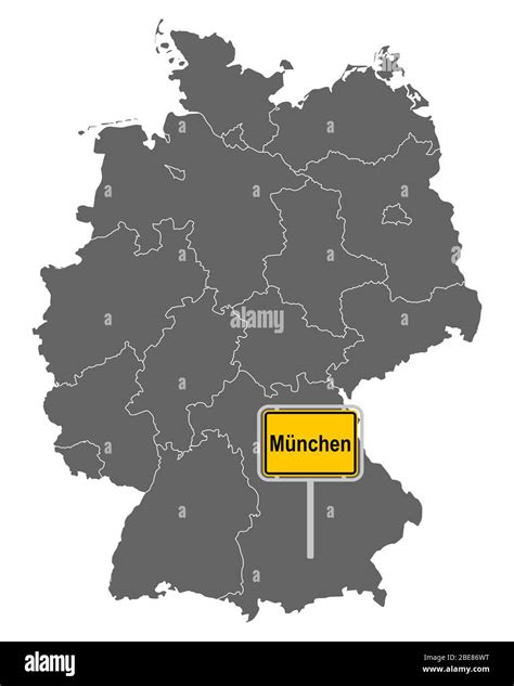 Map of Germany with road sign of Munich Stock Photo - Alamy