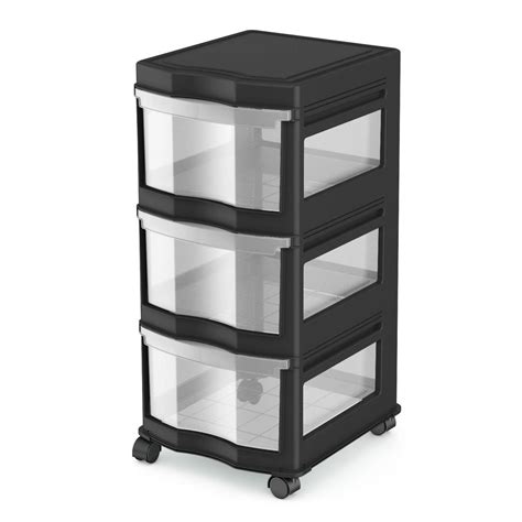 Life Story Classic 3 Shelf Storage Organizer Plastic Drawers, Black (3 ...