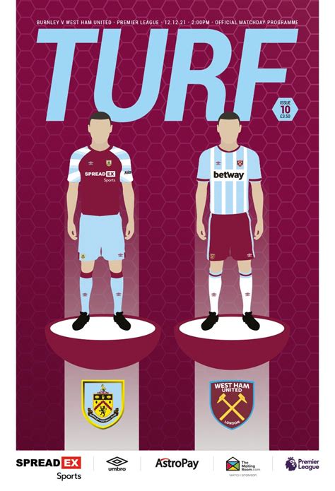 Burnley v West Ham Matchday Programme 2021/22 | Aca-Creative