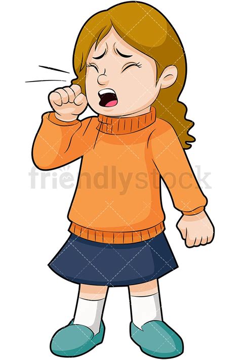 Little Girl Coughing Cartoon Vector Clipart - FriendlyStock