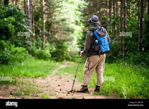 Image of man enjoys hiking in nature Stock Photo - Alamy