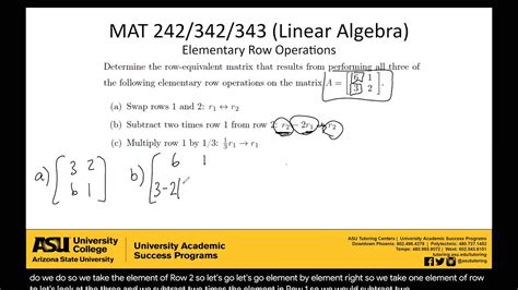 Examples of the 3 Elementary Row Operations - YouTube