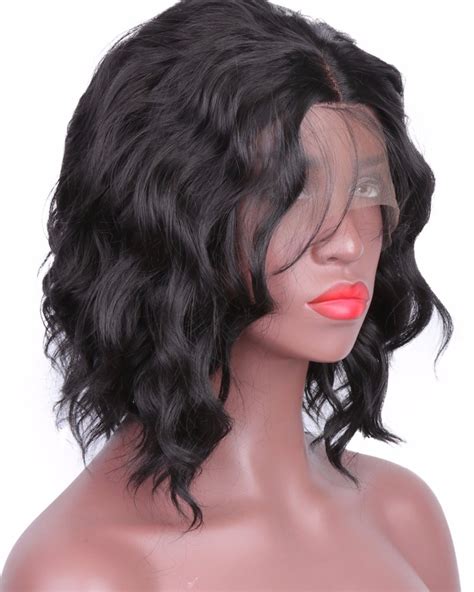 Wavy Bob Hair Cut Synthetic Lace Front Wig Natural Hairtyle Shoulder ...