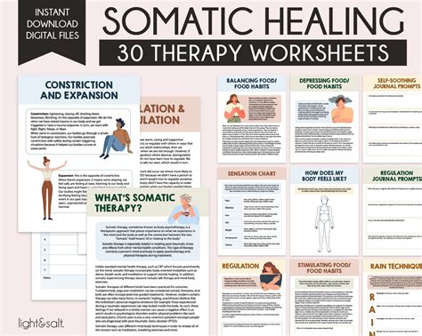 Somatic Healing workbook, somatic therapy worksheets – LightandSaltDesign