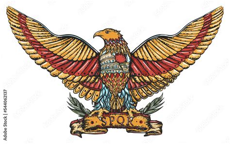 Ancient Rome eagle. Symbol of the Roman Empire. Old school tattoo ...