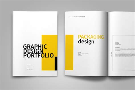 Graphic Design Portfolio Template on Yellow Images Creative Store