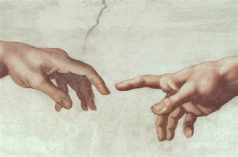 Hands of God and Adam by Michelangelo Painting by Michelangelo ...