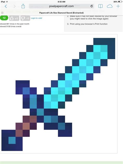 Minecraft Papercraft Enchanted Sword