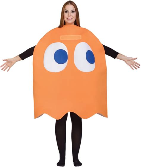 Orange and White Pac-Man Blinky Ghost Unisex Adult Halloween Costume ...