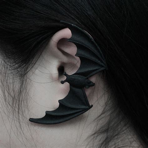 Black Gothic Punk Bat Earrings