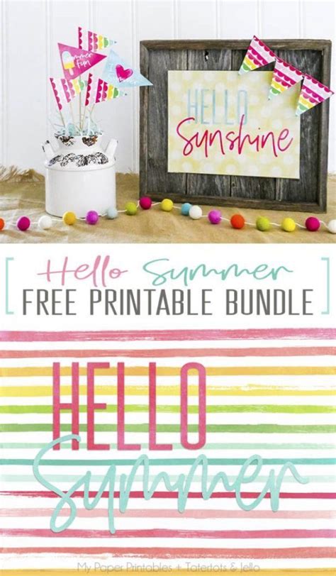 Hello Summer Free Printable Sign, Pennants and More! | Summer ...