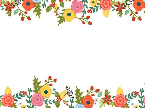 Cute Floral Powerpoint Templates - Border & Frames, Flowers, Green ...