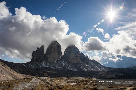 Tre Cime Di Lavaredo at sunrise, Dolomites, South Tyrol, Italy — trail ...