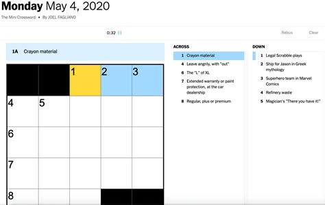 New York Times Mini Crossword Puzzle May 4, 2020 · A Journal of the ...