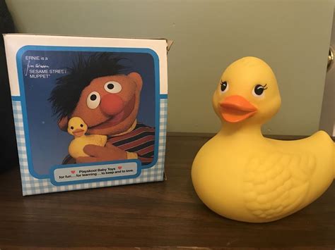 Vintage Playskool 1985 Ernie’s Rubber Duckie in Original Box Sesame ...