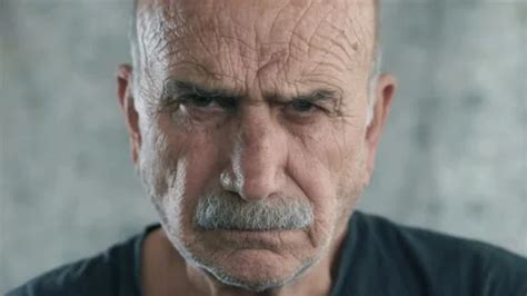 Angry old man portrait. Face of elderly ... | Stock Video | Pond5