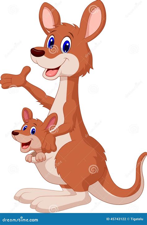 Cartoon Red Kangaroo Carrying A Cute Joey Stock Vector - Image: 45743122