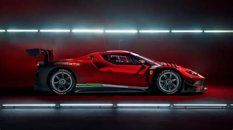 Ferrari 296 GT3, Ferrari, Ferrari 296, Red, Side view (3840x2160 ...