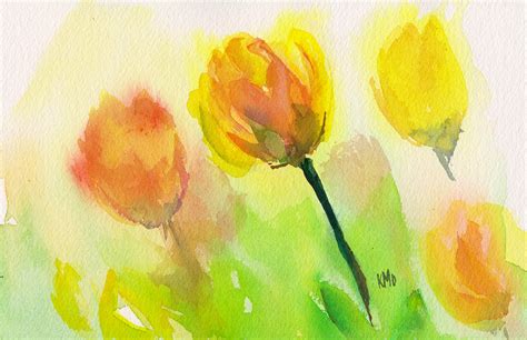 Watercolor painting of Yellow Tulips - Kris DeBruine Studio - by Kris ...