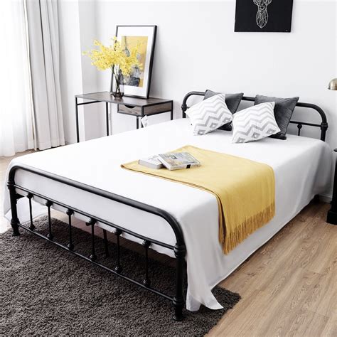 Costway Queen Size Metal Steel Bed Frame W/ Stable Metal Slats ...