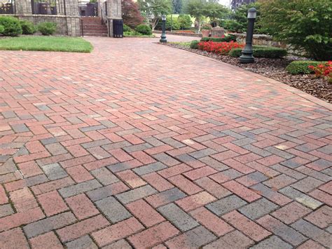 Long Brick Driveway with Pine Hall Brick Old Towne Pavers