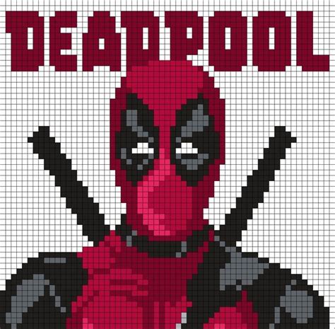 deadpool pixel art with grid lines Pixel deadpool - Pixel Art Grid