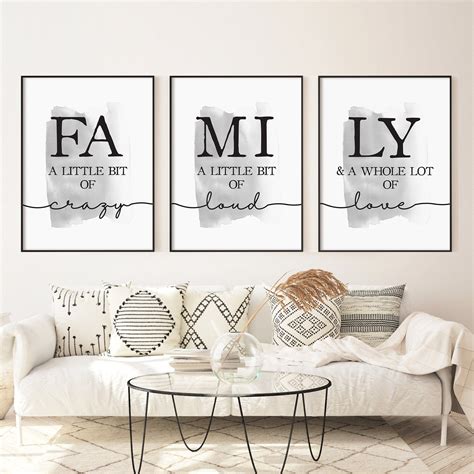 Living room prints set of 3 family prints set family little bit crazy ...