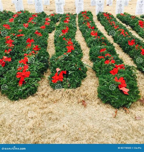 Wreaths in Veterans Cemetery Editorial Stock Photo - Image of monument ...