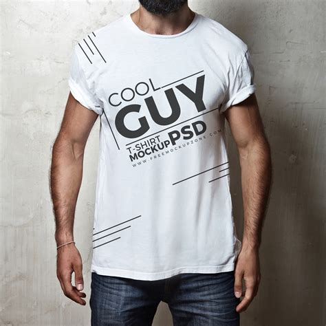 Free Cool Guy T-Shirt MockUp PsdFree Mockup Zone