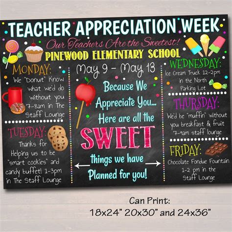 Candy Sweet Theme Teacher Appreciation Week, Itinerary Poster Schedule ...