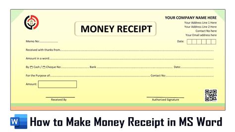 How to Make New Advance Money Receipt Bill Design Word | Cash Receipt ...