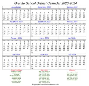 Granite School District Calendar 2023-2024 School District Calendars