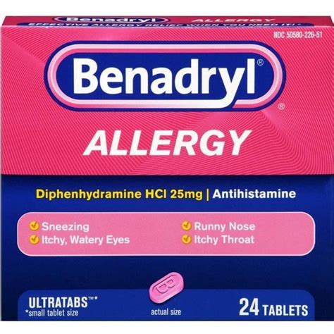 Benadryl Ultratabs Antihistamine Allergy Relief Tablets ...