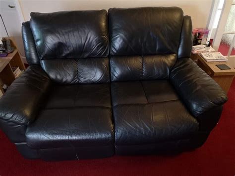 ScS black leather two seater recliner sofa | in Sheffield, South ...