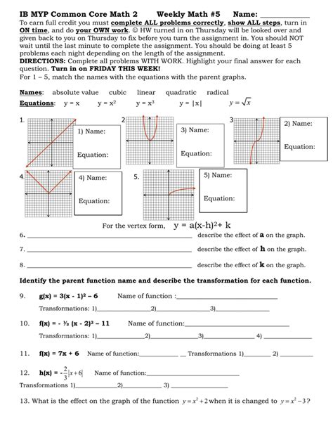 Transformations Of Functions Worksheet – Englishworksheet.my.id