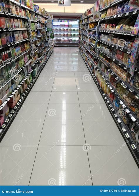 Empty supermarket aisle editorial image. Image of products - 50447750