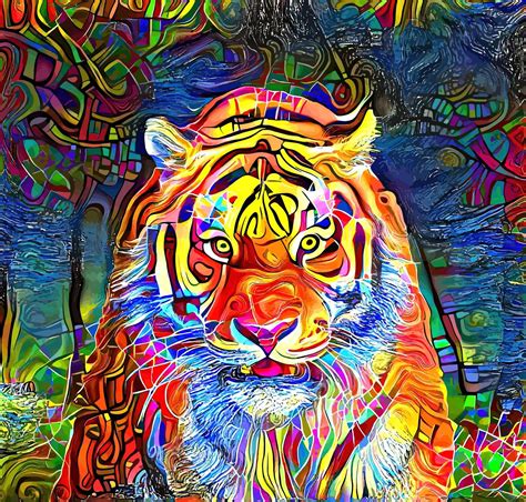 Abstract Tiger Face Portrait Painting 2492360 Vector Art at Vecteezy