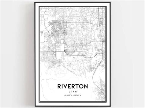 Riverton Map Print, Riverton Map Poster Wall Art, Ut City Map, Utah ...