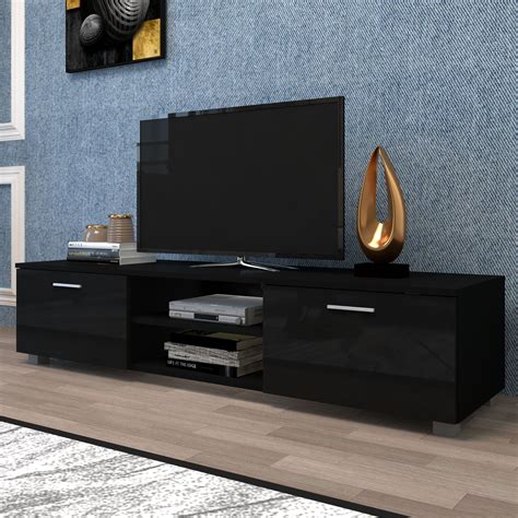 Black Modern TV Stand for 70 Inch TV Stands, Media Console ...