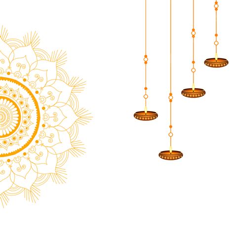 Diwali Frame Decorations Mandala With Hanging Diya Art Vector Hd Psd ...