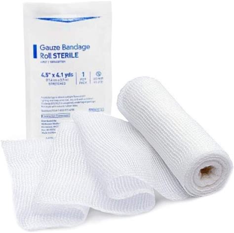 Pack of 100 Sterile Gauze Bandage Rolls 4.5" x 4.1 yds. 100% Cotton ...