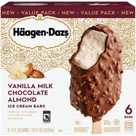 HAAGEN-DAZS Vanilla Milk Chocolate Almond Ice Cream Bars 6 ct Box ...