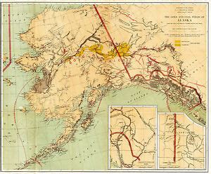 1891 Map The Gold and Coal Fields of Alaska -Gold Rush- Wall Art Poster ...