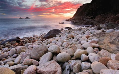 landscapes, Seascape, Sunset, Sunrise, Ocean, Sea, Sky, Clouds, Stone ...