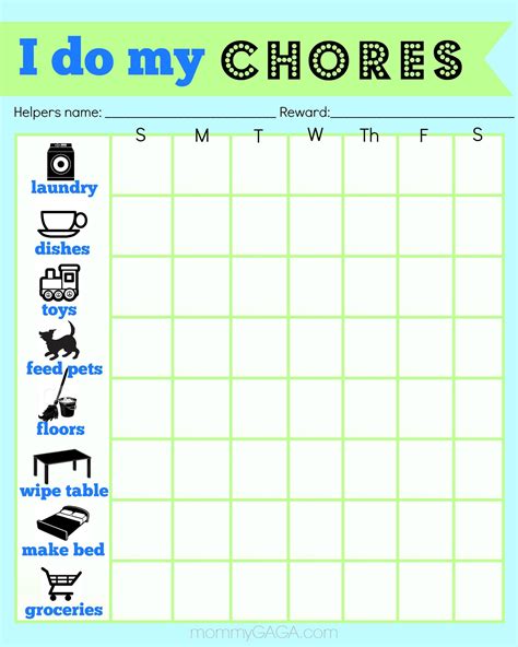 Chore Charts For 3 4 Year Olds - Chart Walls