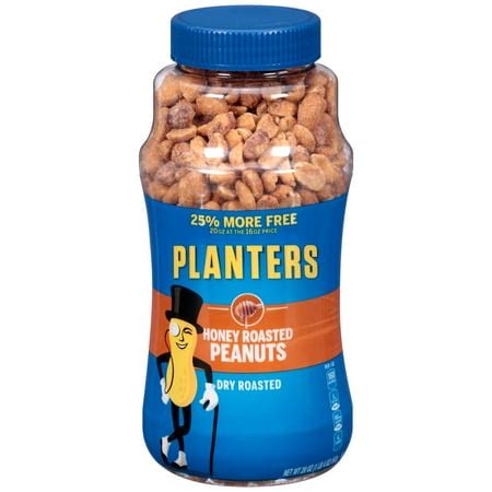 Planters Dry Roasted Honey Roasted Peanuts, 20 oz Jar - Walmart.com